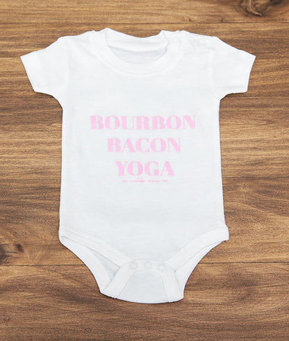 Bourbon Bacon Yoga baby onesie