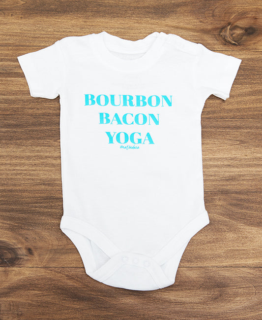 Bourbon Bacon Yoga baby onesie