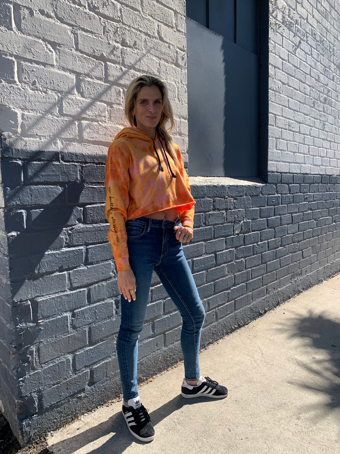 Butterfly Strong Hand Tie Dye Hoodie - Orangesicle