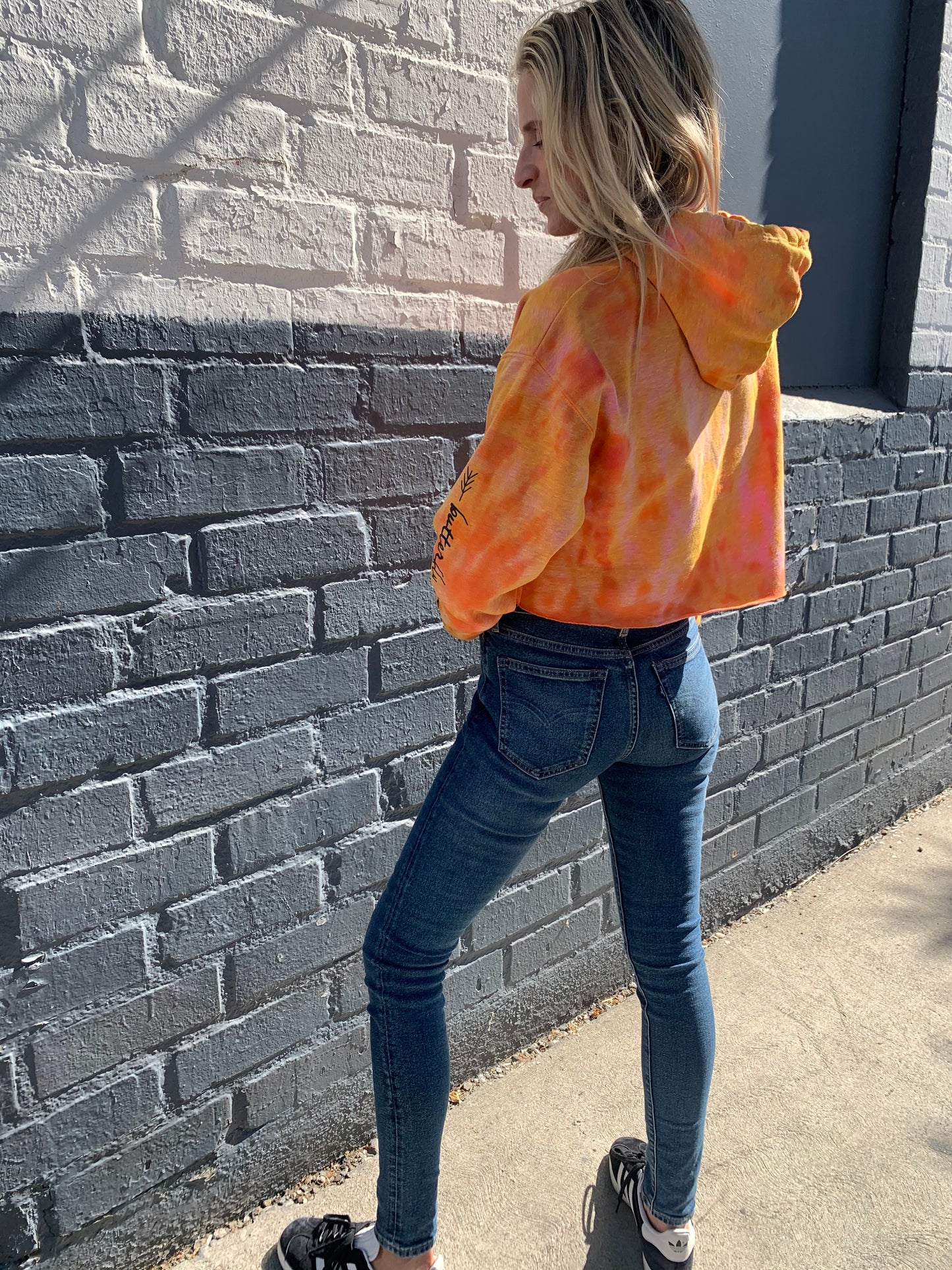 Butterfly Strong Hand Tie Dye Hoodie - Orangesicle