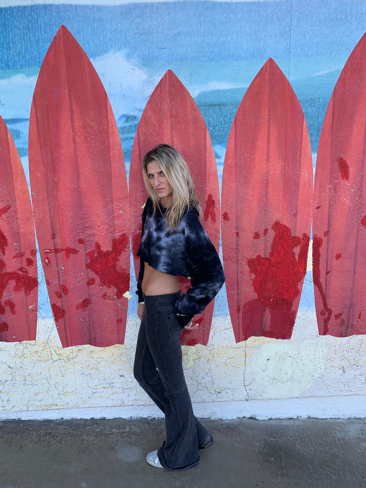 Malibu Dana Tie Dye Hoodie - Black and White