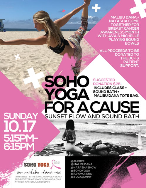 Soho Yoga for a Cause 🎀 @sohoyoga + @malibudana back at it for breast cancer awareness month!