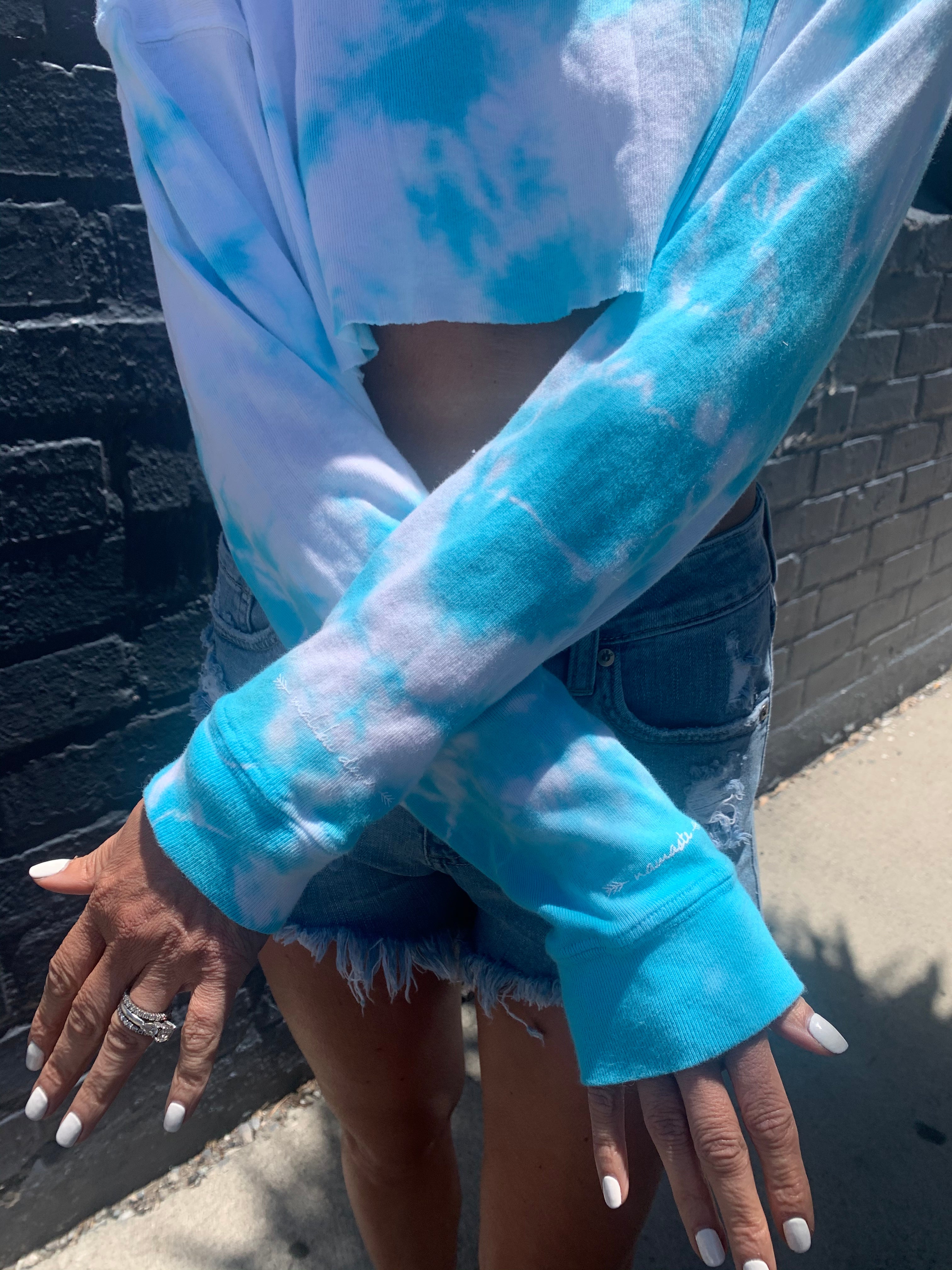 Malibu Dana Tie Dye Hoodie Blue and White