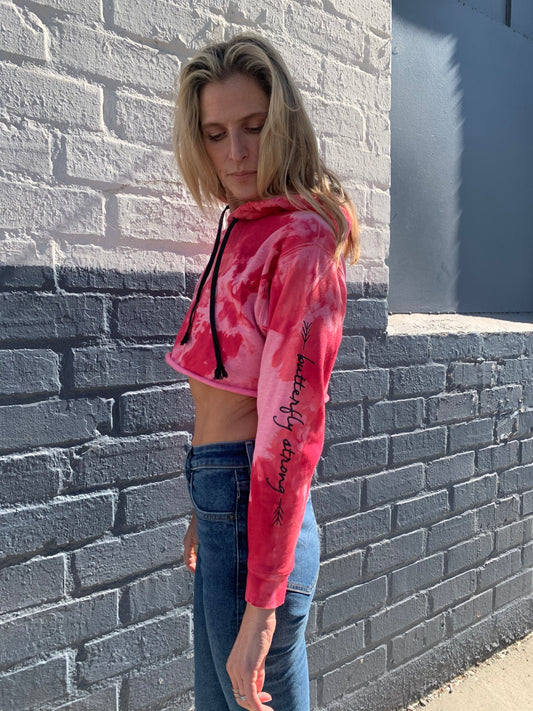 Butterfly Strong Hand Tie Dye Hoodie - Cherry Bomb