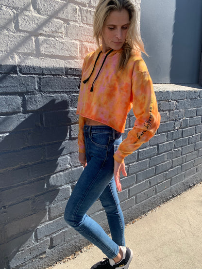 Butterfly Strong Hand Tie Dye Hoodie - Orangesicle