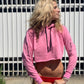 Butterfly Strong Cropped Hoodie - Pink